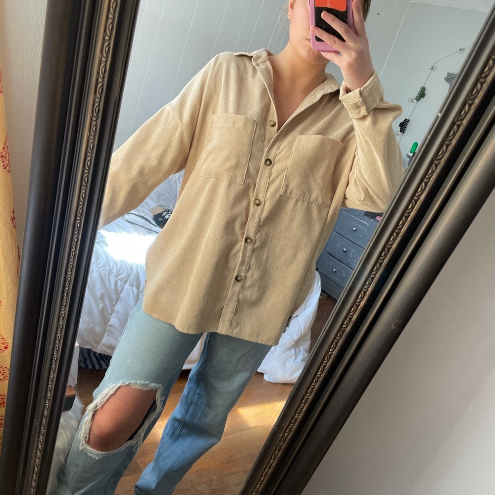 Oversized button down.